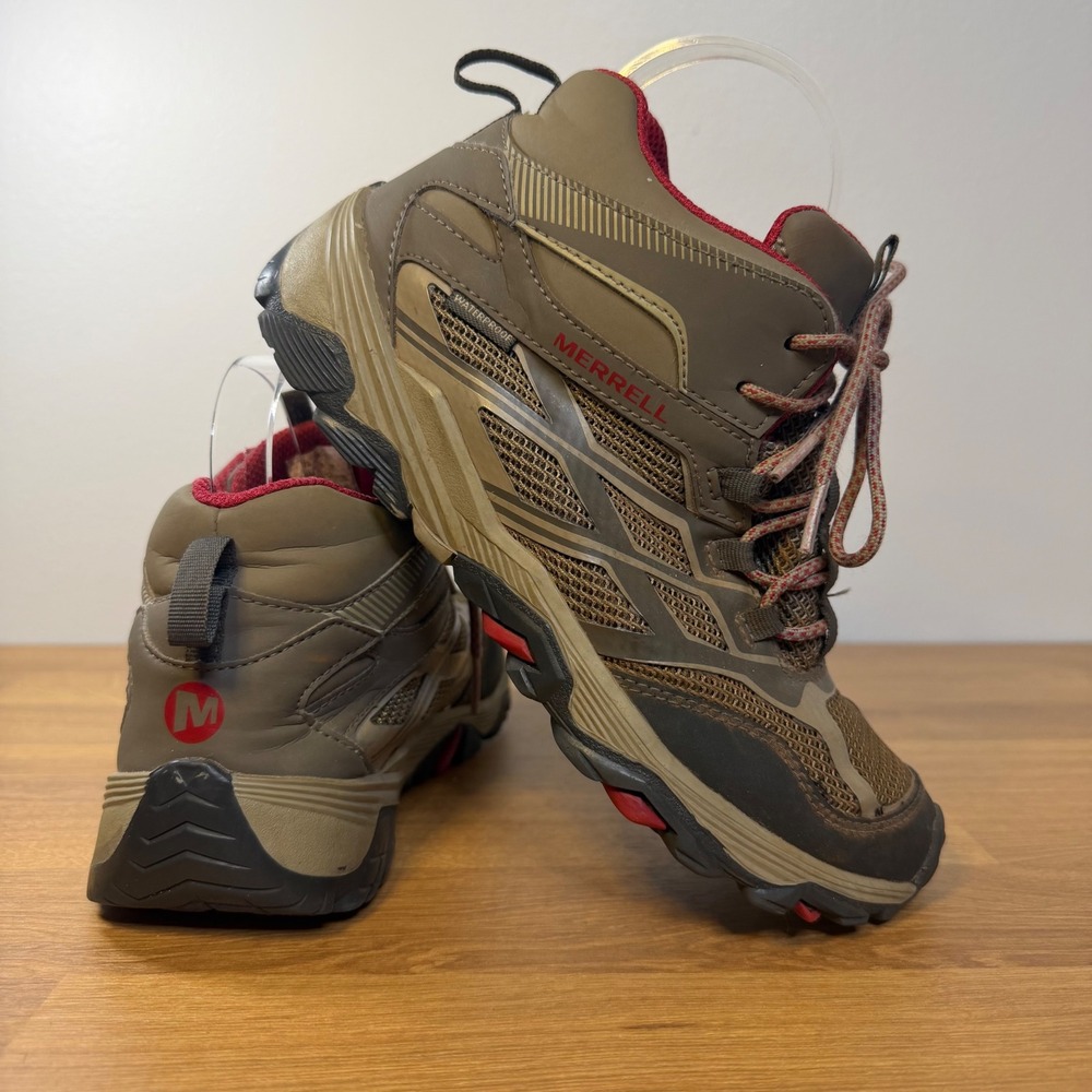 Merrell Kids Brown Red Waterproof Hiking Boots MK264167 Size 4M Big Kid Trail